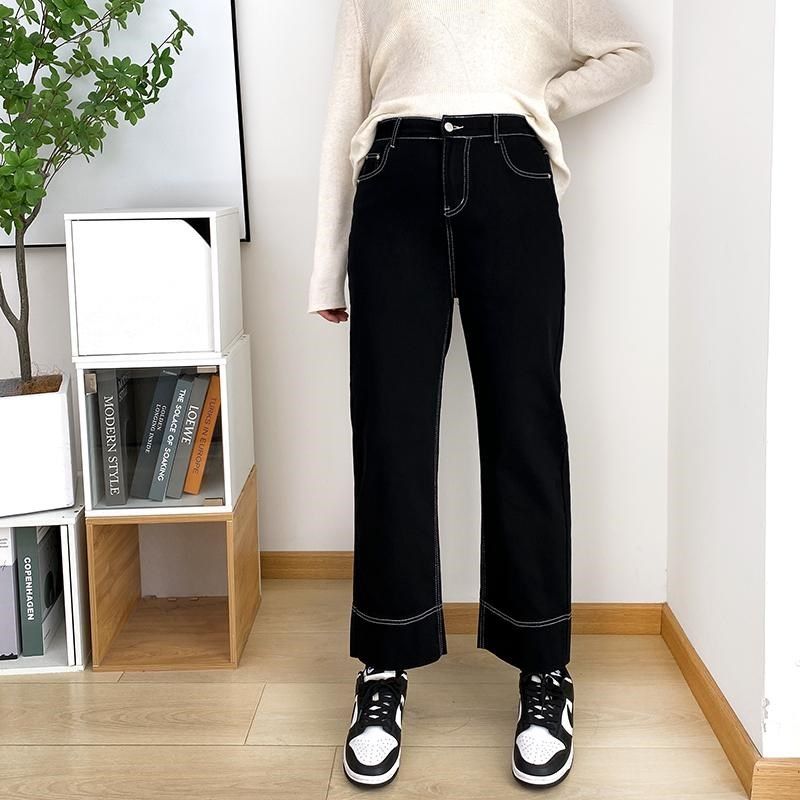 大码女装直筒牛仔裤女2025年春季高腰烟管裤梨型显瘦黑色裤子胖mm,女装/女士精品,大码裤装,淘宝优惠券,粉丝福利购,淘宝优惠卷