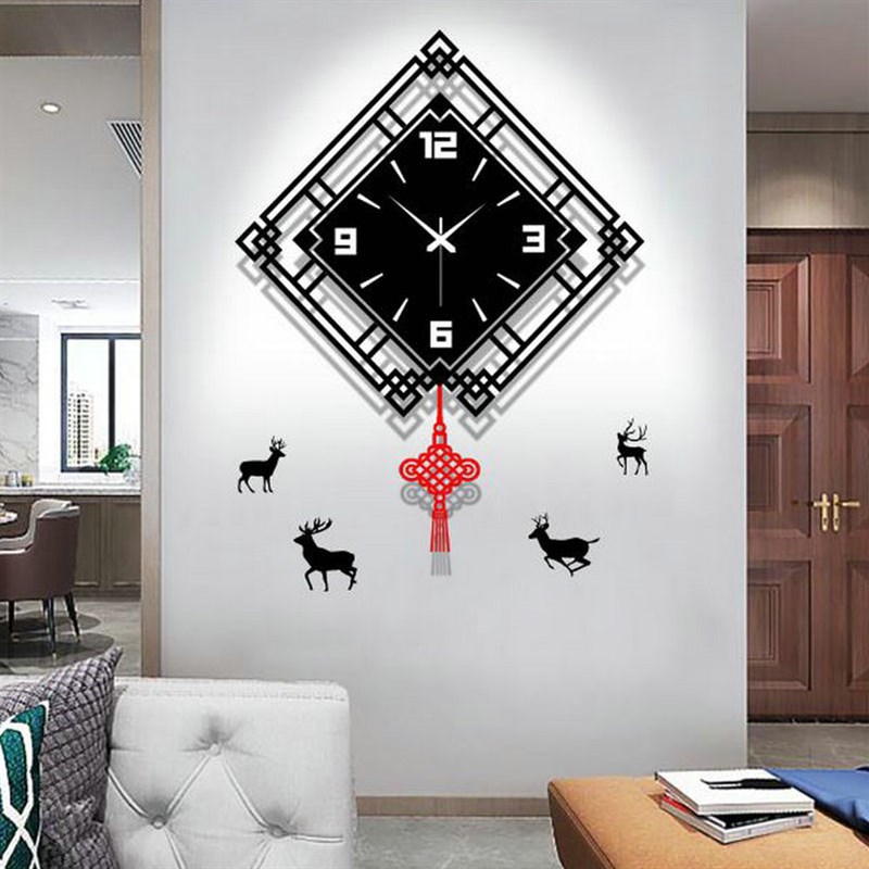 钟表挂钟客厅 大气现代创意时尚中国风表 免打孔个性中式简约时钟