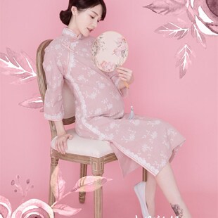 孕妇照片写真复古旗袍孕妇摄影服装中国风古装影楼孕妇妈拍照服装