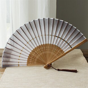 两截扇两节扇男女7寸扇 和风女扇折叠扇 水墨 礼品扇折扇棉麻扇子