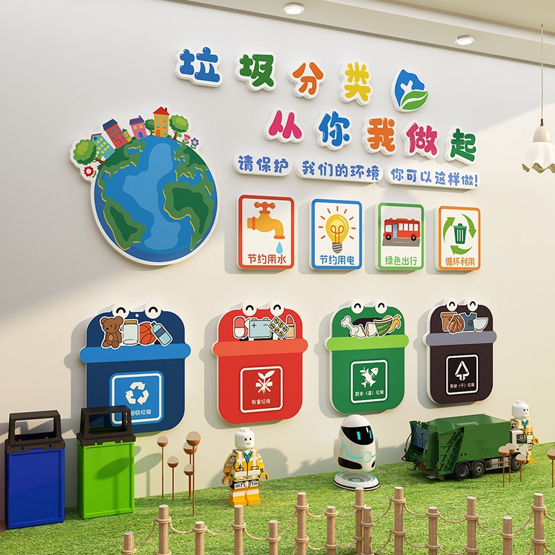 垃圾分类幼儿园墙面装饰环创主题A成品境布置材料文化楼梯走廊教