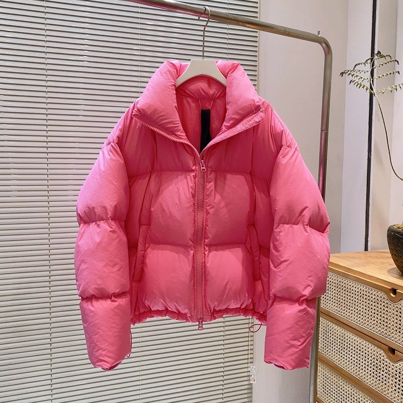 多巴胺韩版亮色短款羽绒服女2024年新款加厚小个子宽松面包服冬季