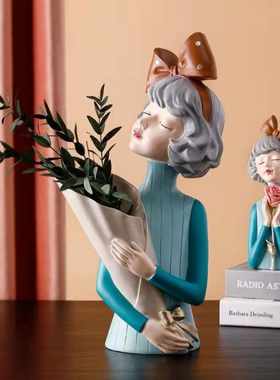 北欧轻奢创意泡泡女孩摆件v家居客厅玄关装饰电视柜茶几礼物摆设