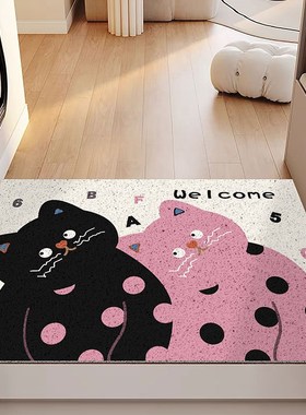 卡通宠物猫砂盆垫防尘防滑PVCB可裁剪丝圈脚垫耐脏入户门地垫门垫