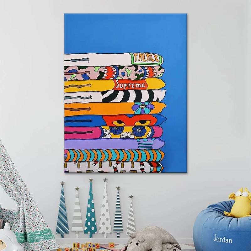 北欧风抽象艺术手绘油画客厅挂画大幅蓝色装饰画小众文艺玄关挂画