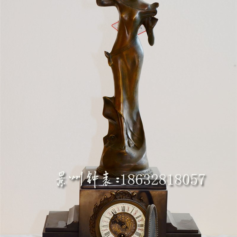 钟表 仿西洋古典钟 纯铜机械 照镜人座钟 仿古董欧洲X台钟 欧式钟