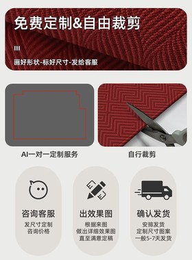 红色喜庆入d户门口l地垫耐脏免打理家用门口脚垫子防滑耐脏地毯