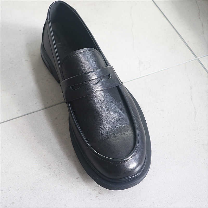 秋季男鞋厚底真皮商务休闲皮鞋男士大头鞋软底软面防滑透气套脚