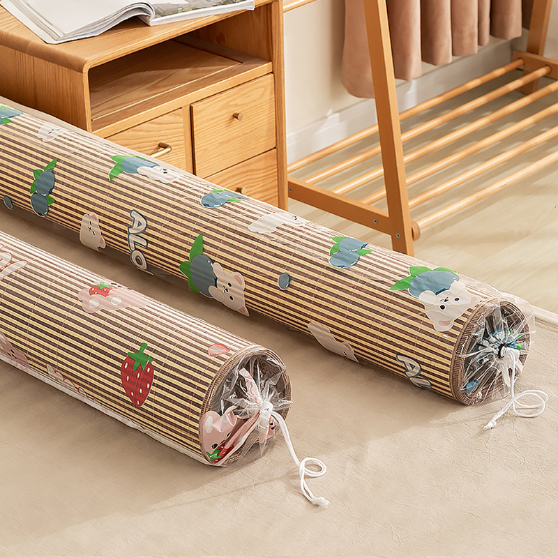 卡通凉席收纳袋束口抽绳防潮防霉直筒席子存放袋竹席套草席防尘袋