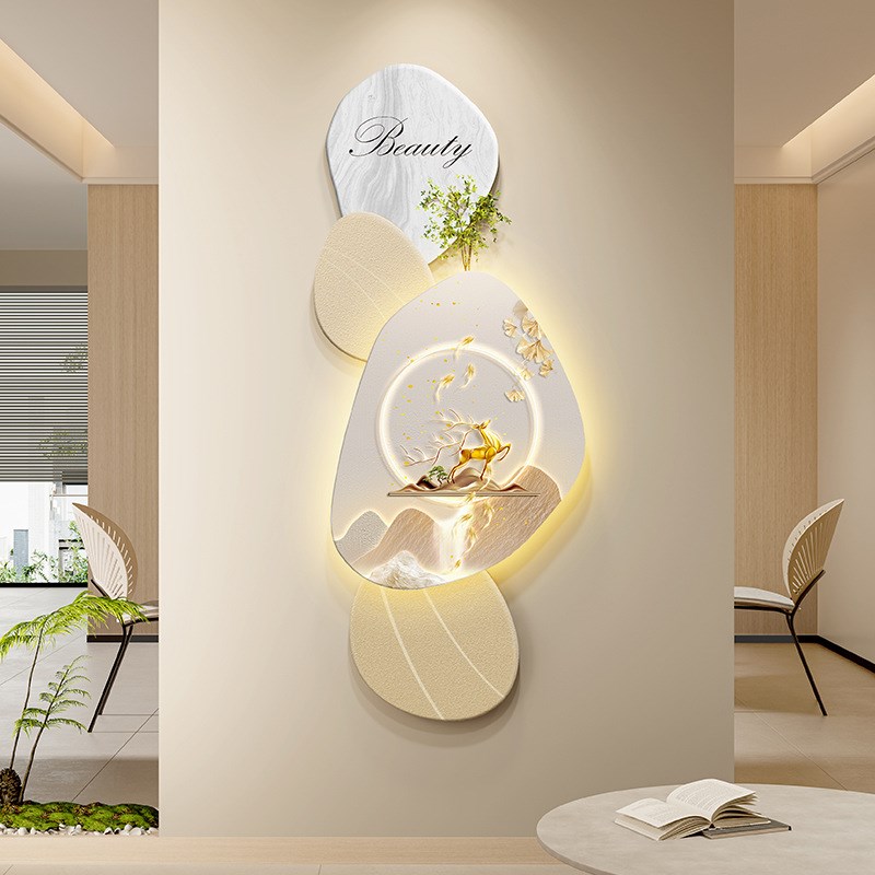 福禄生财led带灯轻奢入户玄关装饰画简约现代挂画走廊过道壁画