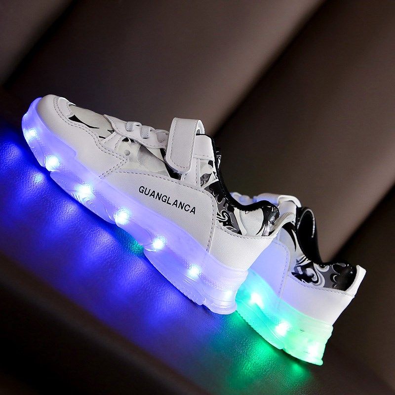 充电亮灯鞋七彩发光鞋带灯街舞鞋儿童男童女童宝S宝秋冬夜光运动