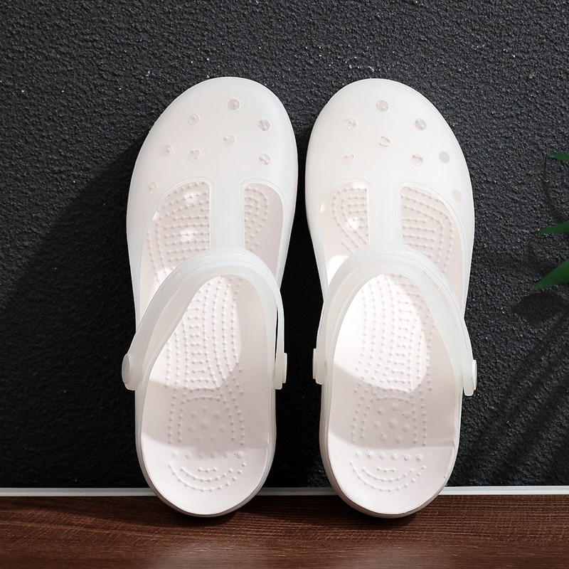 大脚洞洞鞋女防滑夏季软底上班凉鞋包头拖M鞋沙滩鞋厚底大码女鞋