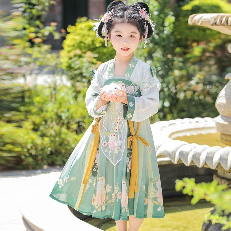 汉服女童春秋款儿童m古风超仙古装2025新款女宝唐装襦裙连衣裙公