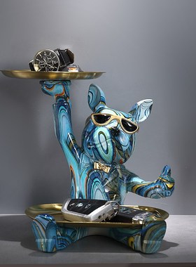 创意彩色潮流狗钥匙收p纳摆件玄关桌面托盘鞋柜装饰品乔迁新居礼