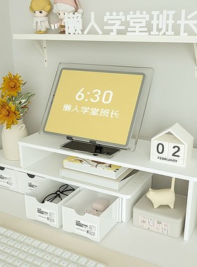 北欧现代简约风电脑显示屏屏幕增高架高级工位布置装饰品杂物收纳