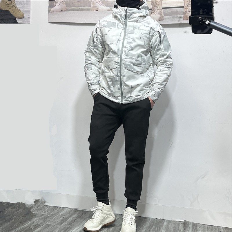 冬男热反射战术加厚棉服迷彩外套户外棉袄保暖防水风衣连帽冲锋衣