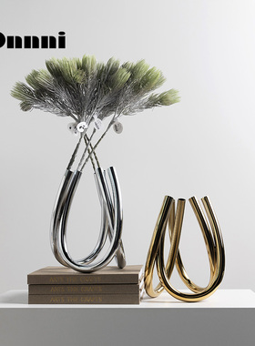 速发装饰推荐欧式轻奢金属弧形摆件家居样板间酒店民宿书柜玄关软