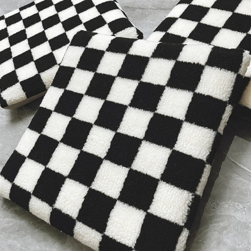 棋盘格坐垫屁垫羊羔绒椅子垫梳妆台蒲团办公垫子沙发餐椅垫冬