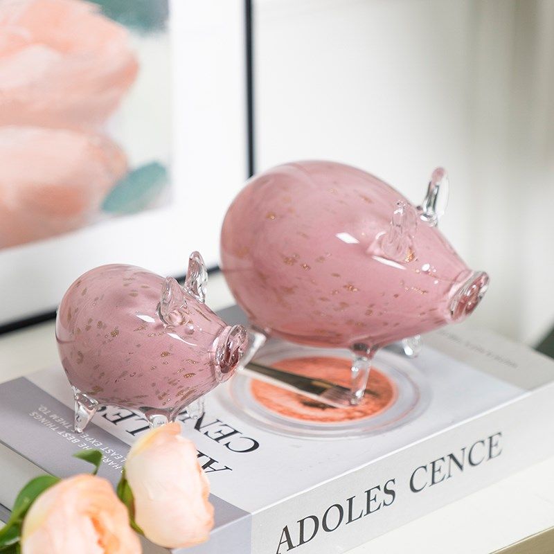 创意琉璃动物爱粉色小猪桌面客厅电视柜儿童房装饰,家居饰品,桌面摆件,淘宝优惠券,粉丝福利购,淘宝优惠卷