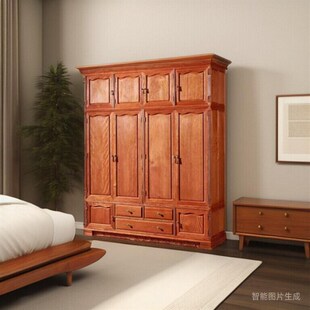 全实木红木金梨木顶箱柜雕家具古典菠萝格大烫蜡