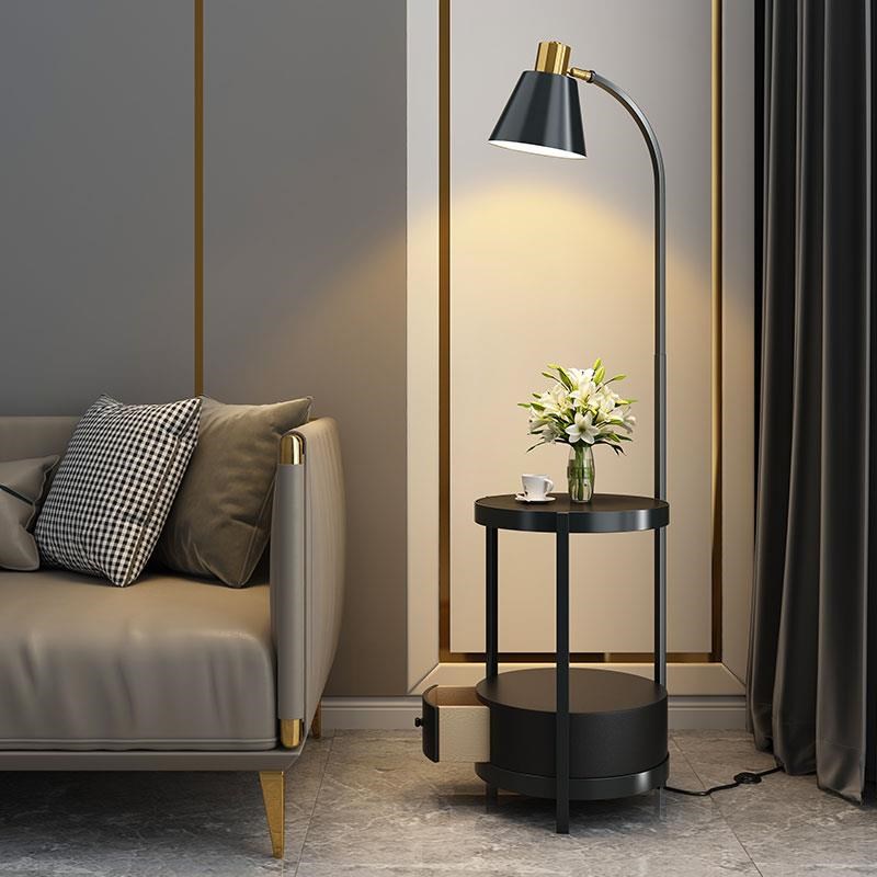 轻奢客厅装饰摆件落地灯高级感沙发旁边的L台灯卧室床头柜小型一