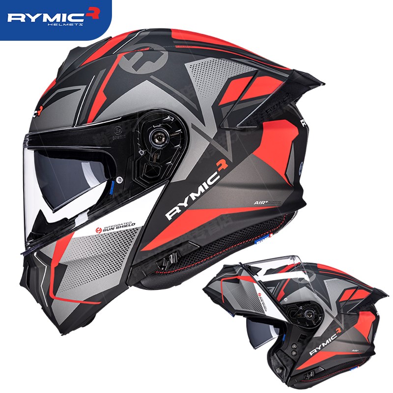 RYMIC睿觅揭面盔摩托车头盔男女士双镜片全盔3C认证机车安全帽935