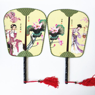 古典方形宫廷扇子面芭蕉鸟加厚印团扇舞台戏曲表演古装道具