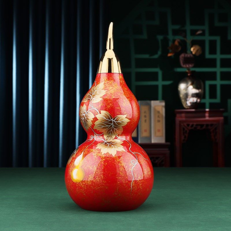 铜欣祥彩绘黄铜五福临门葫芦口客厅玄关酒柜装饰工艺品乔迁,家居饰品,装饰摆件,淘宝优惠券,粉丝福利购,淘宝优惠卷