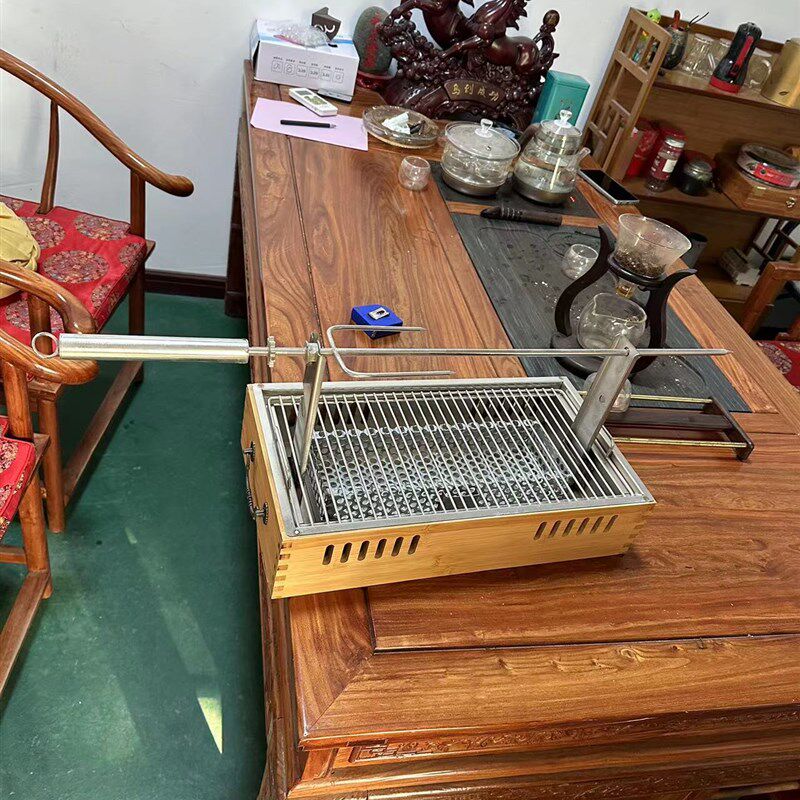 烧烤加热炉竹木热串盒保温烧烤架商用锈刚无烟热串炉羊腿加热炉