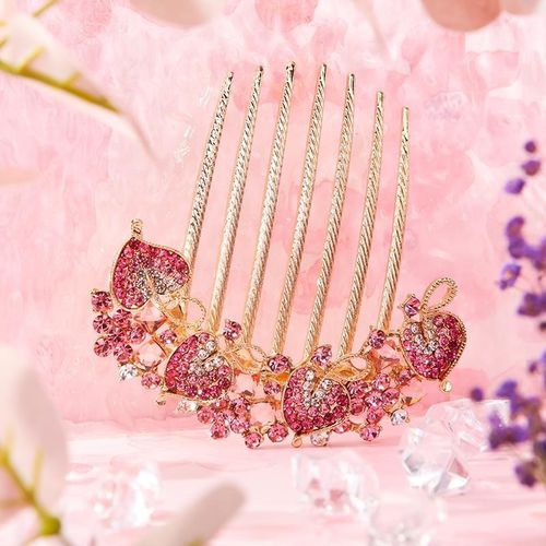 水钻发梳插梳盘发器成年人花朵发簪卡子女后脑勺发夹妈妈头饰