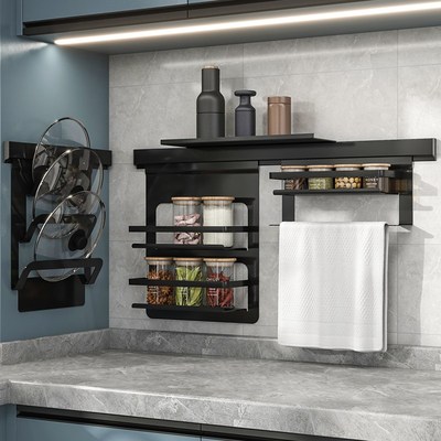 太空铝厨房置物架壁挂式免打孔水槽上方沥水架铝合金调味料收纳架