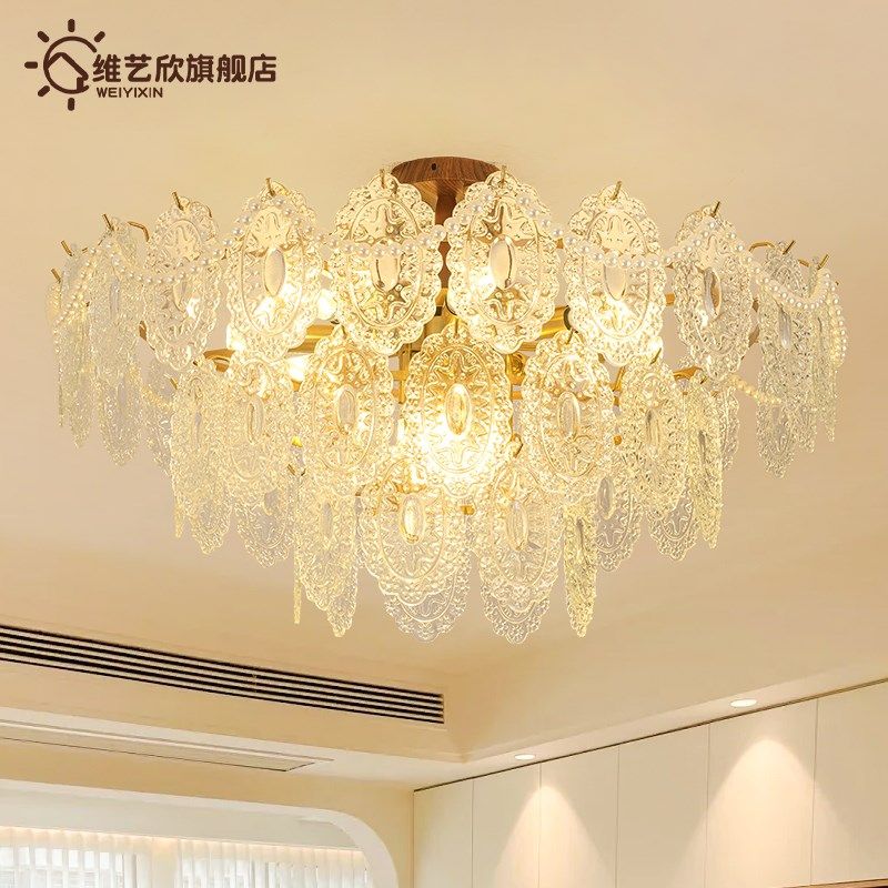 法式中古风客厅灯吸顶灯护眼led卧室餐厅灯现代轻奢个性水晶灯具,家装灯饰光源,护眼吸顶灯,淘宝优惠券,粉丝福利购,淘宝优惠卷