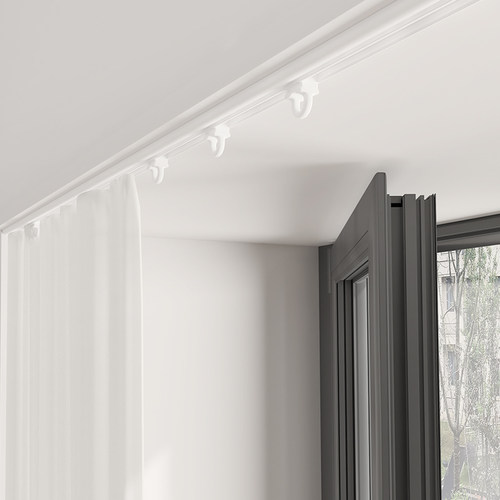 超薄窗帘轨道单轨内开窗简约现代免打孔飘窗滑道静音卧室滑轨