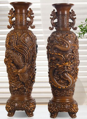 落地花瓶摆件一对龙凤家居装饰工艺品送公司酒店乔迁庆典开业礼品