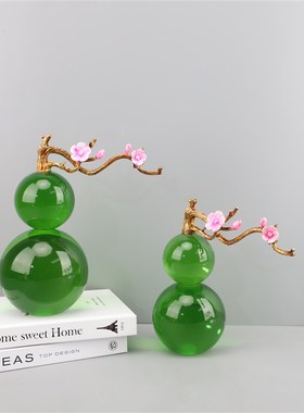 现代简约水晶葫芦艺术摆件桌面客厅书房玄关N样板房办公室家居饰