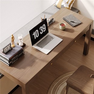 实木一半飘窗书桌改造高低脚带抽屉电脑桌阳台延伸卧室学生学习桌