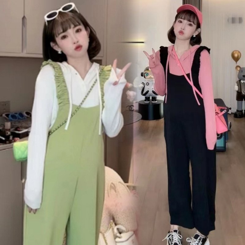 孕妇韩版套装时尚连帽打底上衣休闲减龄背带裤两件套外穿2023新款,孕妇装/孕产妇用品/营养,套装,淘宝优惠券,粉丝福利购,淘宝优惠卷