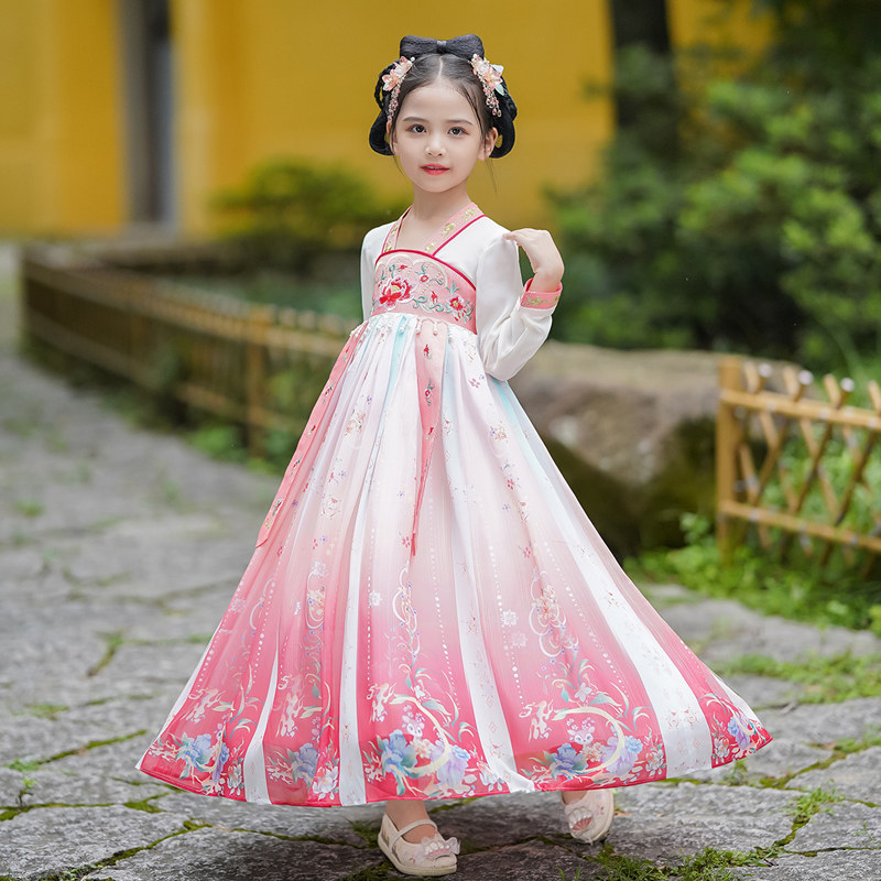 女童洋装春秋装2023新款汉服中国风古风仙气改良唐装儿童公主裙