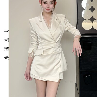 小诺本人高级感西装裙2025收腰显瘦中长款西服高腰短裤套装25210