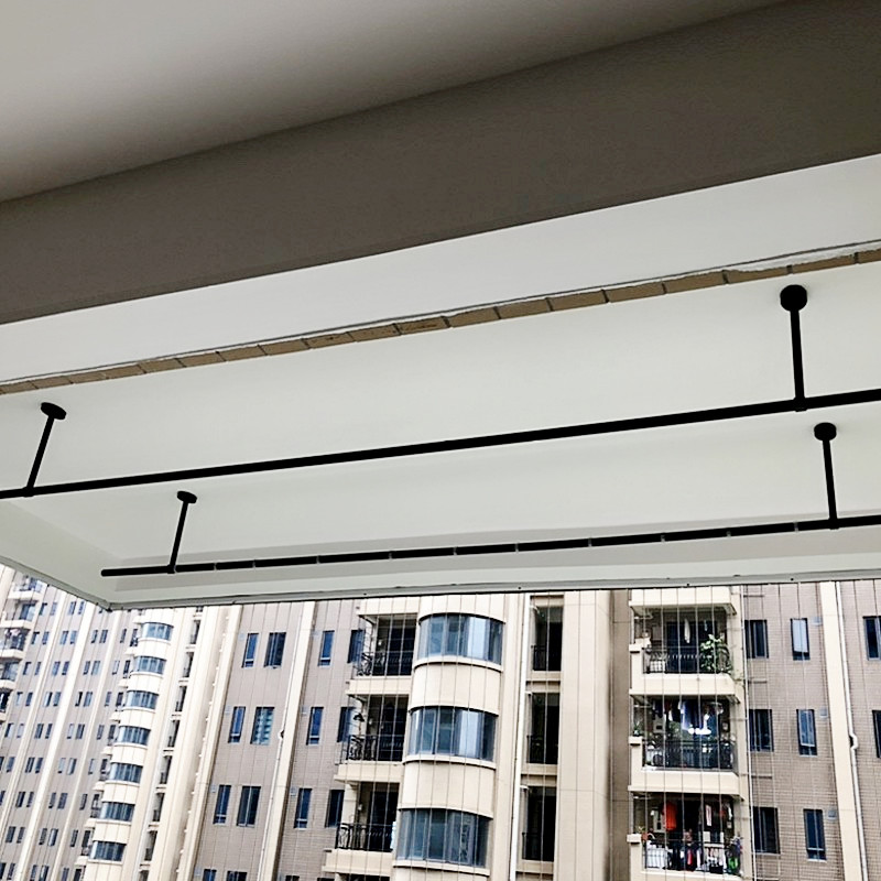 阳台晾衣单杆式 吊顶装晾衣架打孔杆 黑色单根不锈钢凉衣杆