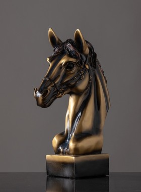 创意复古树脂动物马模型家居样板房客厅电视柜装饰工艺品摆设