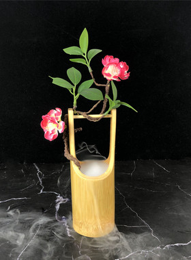 刺身装饰竹筒藤海鲜姿造干冰竹筒酒店摆盘草菜品盘饰