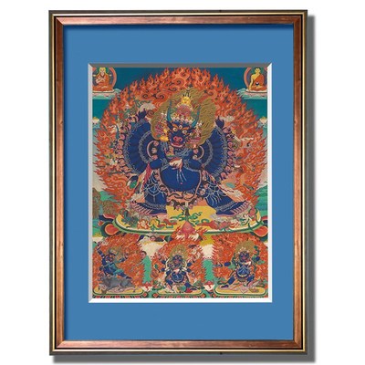 大威德金刚唐卡画像挂画客厅西藏手工装裱室内玄关装饰护法装饰画