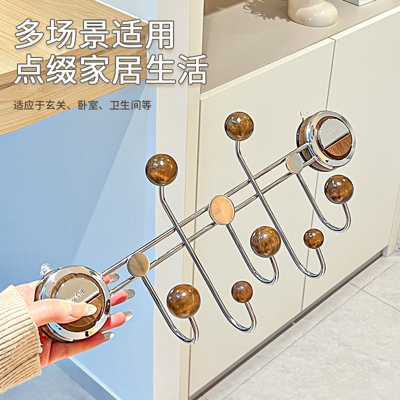 吸盘门后挂钩免打孔挂衣架壁挂入户门收纳不锈钢多功能无痕挂衣钩