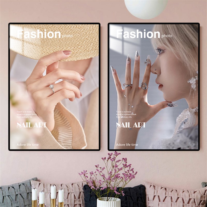 新款半永久美甲店墙面装饰画纹绣纹眉高级挂画宣传海报壁画墙贴纸