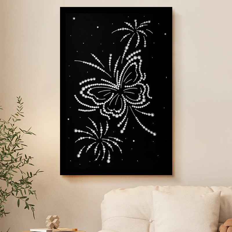 蝴蝶珍珠画手工diy氛围感材料包填充立体涂色治愈艺术家居装饰画图片