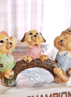 田园家居客厅装饰品爱小树脂吊脚娃娃创意卧室大头物摆设