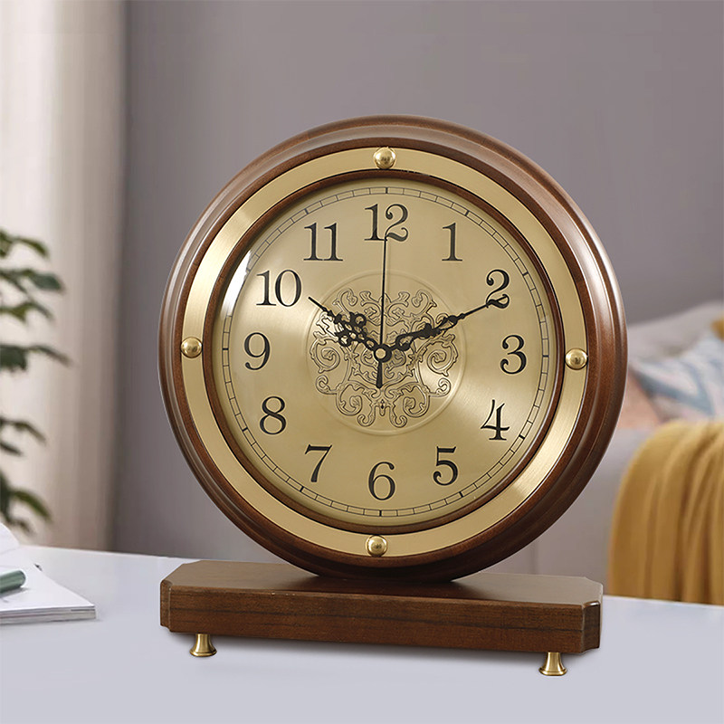 欧式座钟客厅家用台式静音时钟黄铜装饰石英钟表木质柜台座钟,家居饰品,座钟,淘宝优惠券,粉丝福利购,淘宝优惠卷