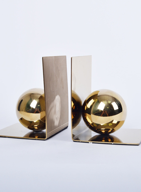现代金属球型书档欧式创意客厅书房桌面办公室壁柜装饰品