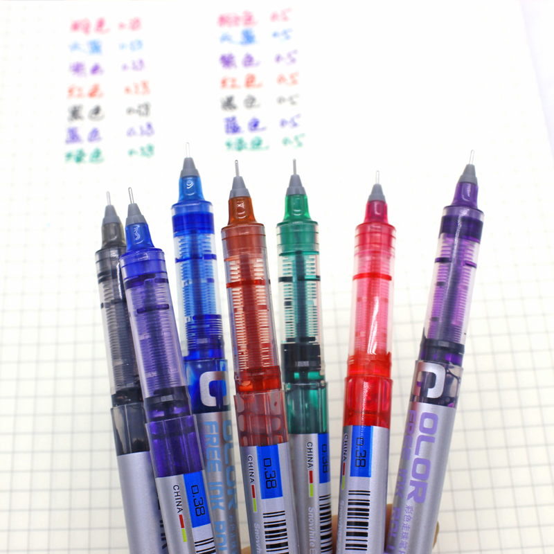 白雪直液式走珠笔.mm针管型彩色中性笔学生用彩笔做笔记mm